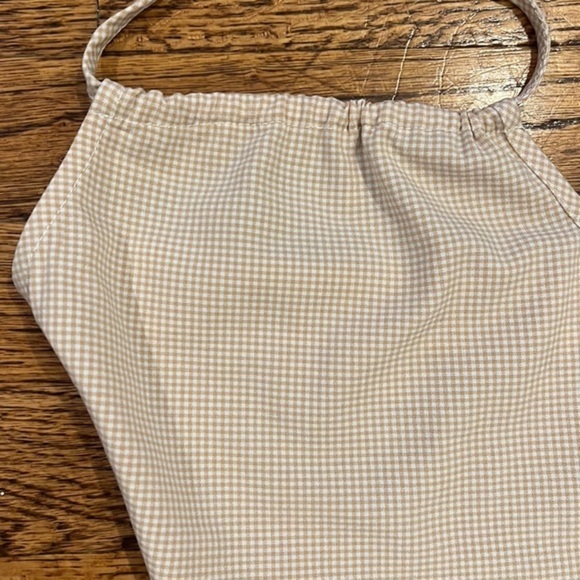NWOT TAN GINGHAM HALTER CROP TOP - LE LIS SIZE S - Picture 6 of 12